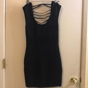 Black Mini Dress stretchy open back